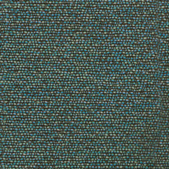 Teal woven fabric sample with gray and mint threads, dense irregular weave, nubby texture, label reads “turri > fabric cat. t > 779 i.”